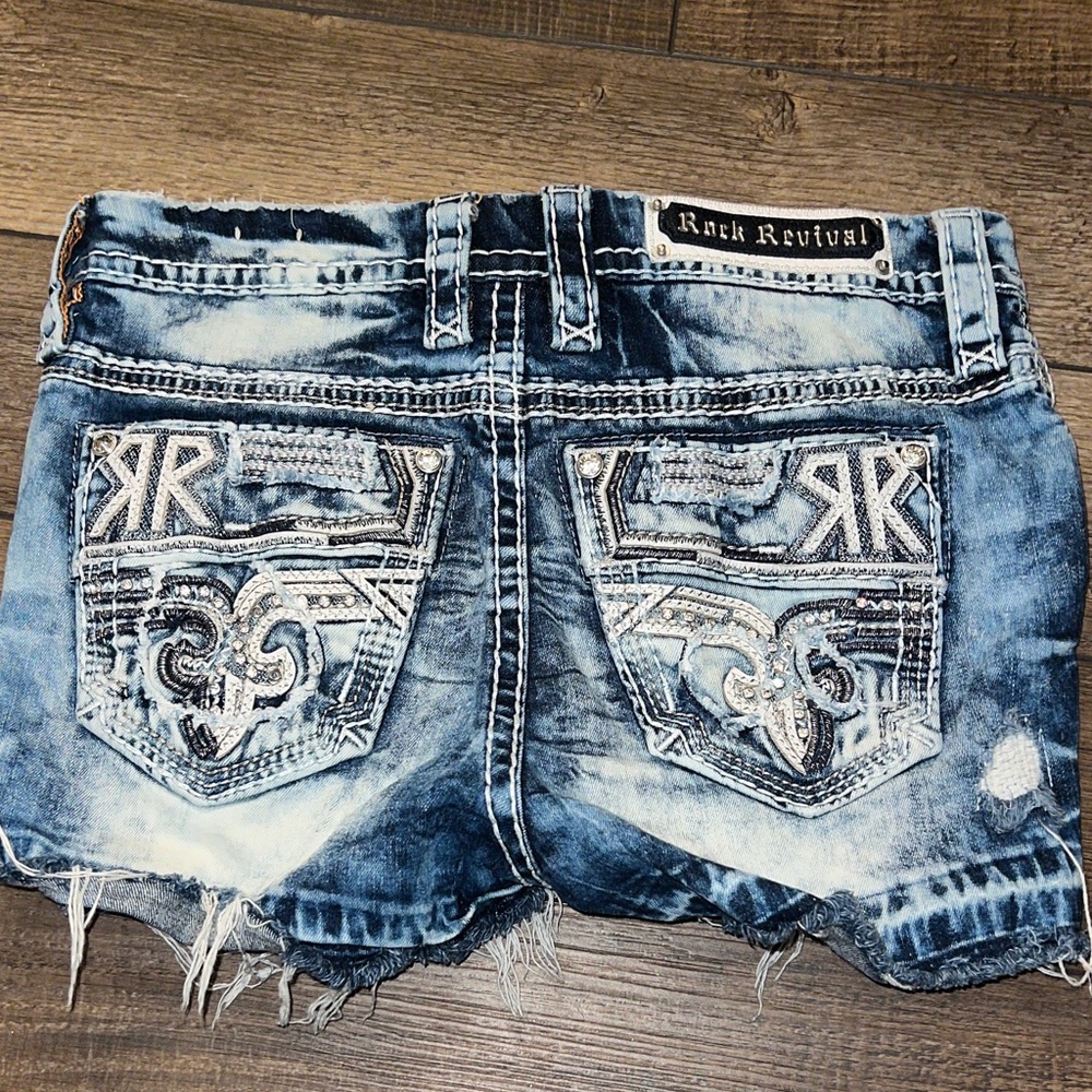 Rock Revival Distressed Blue Jean Shorts